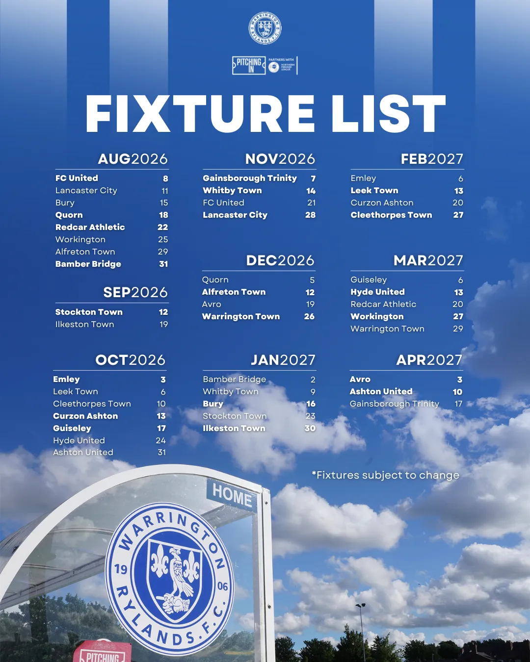 2025/26 Northern Premier League Fixtures Confirmed